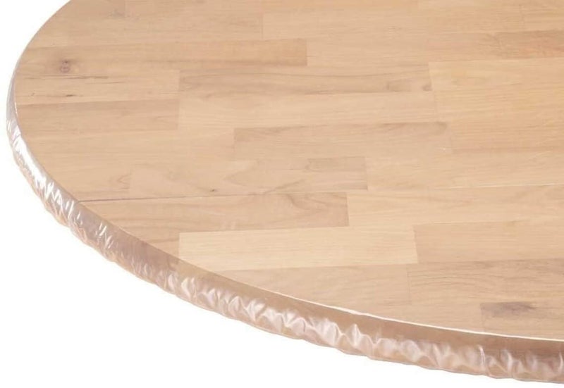 Yourtablecloth Heavy Duty Clear Vinyl Round Fitted Tablecloth (Table Cover) Elasticized Tablecloth Great for Protecting Your fine Tables and Table Linen 54â€ - Image 1
